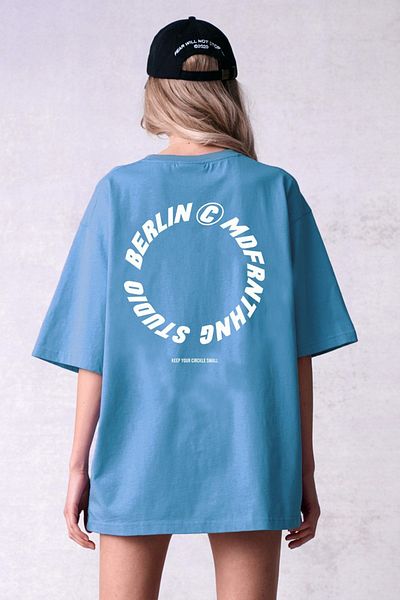 Madmext Tricou cu imprimeu albastru Mad Girls Mg1197