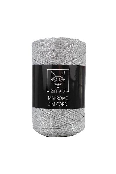Ritzz Κορδόνι Macrame Glitter 2 MM Γκρι Ασημί