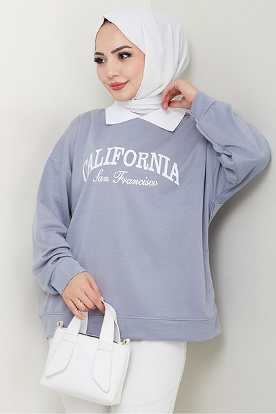 Bestenur California Printed Sweat 1426 - Γκρι