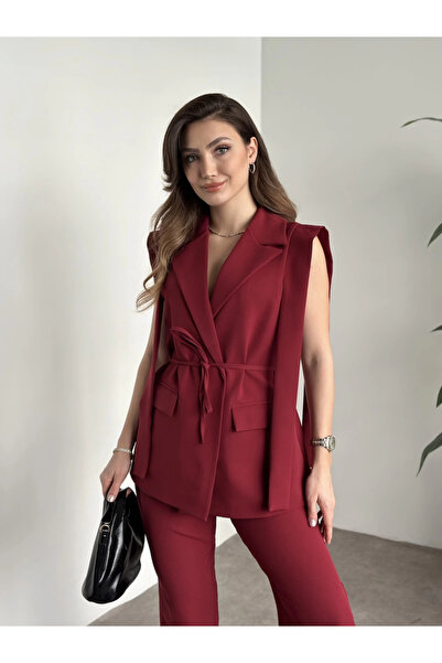 VOLT CLOTHİNG Kadın İp Bağlamalı Yelekli Takım