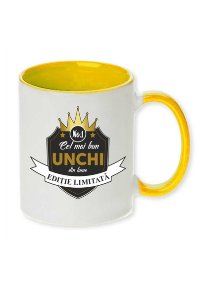 OEM Εξατομικευμένη κούπα με κίτρινη λαβή "best Uncle", Inovatix®. 330ml