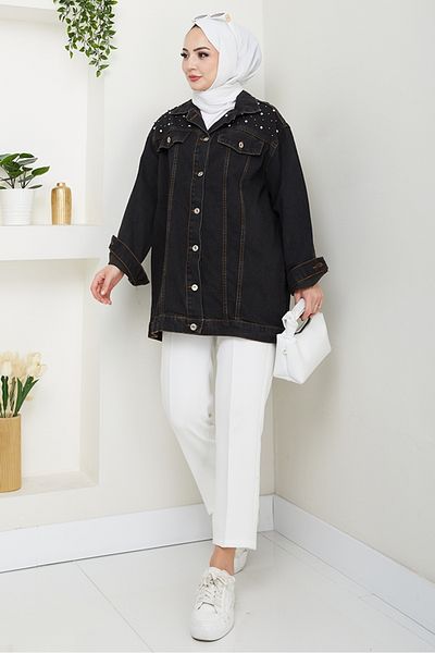 Bestenur Elyez Stone Denim Jacket 1456 - Anthracite