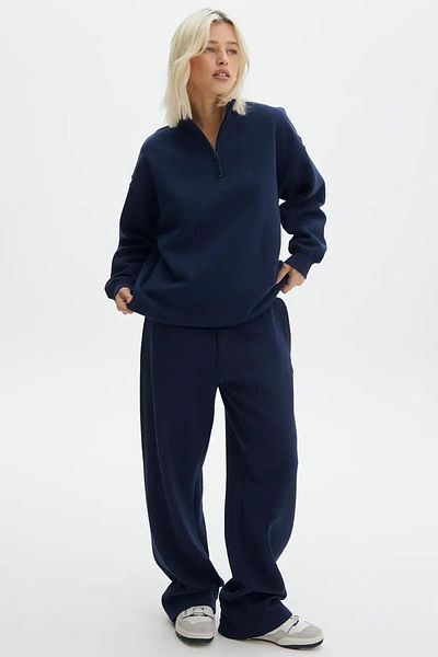 Madmext Detailní oversize mikina na zip námořnické modré MG1933