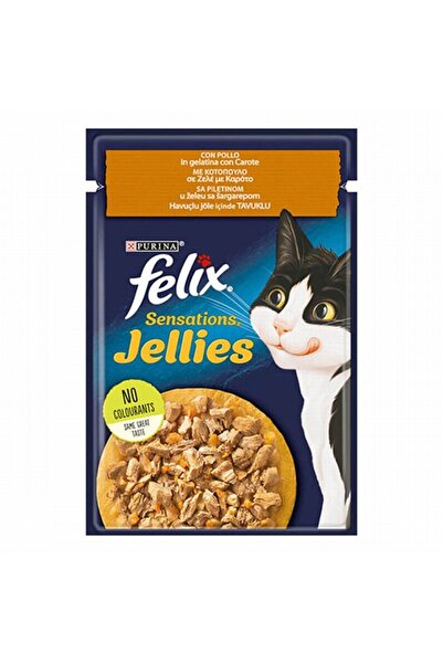 FELIX Pouch Sensations Jellies Tavuklu Ve Havuçlu Yetişkin Kedi Konservesi 26 Adet 85 gr
