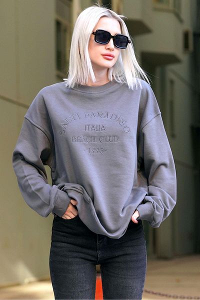 Madmext Geräuchertes Sweatshirt mit Rundhalsausschnitt und Aufdruck MG1924