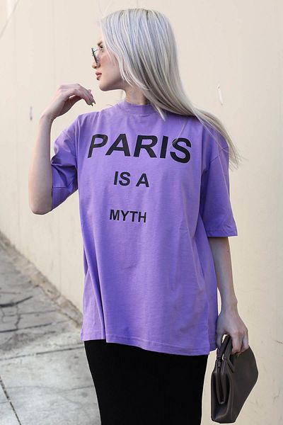 Madmext Lilac Paris bedrucktes Damen-T-Shirt Mg1654