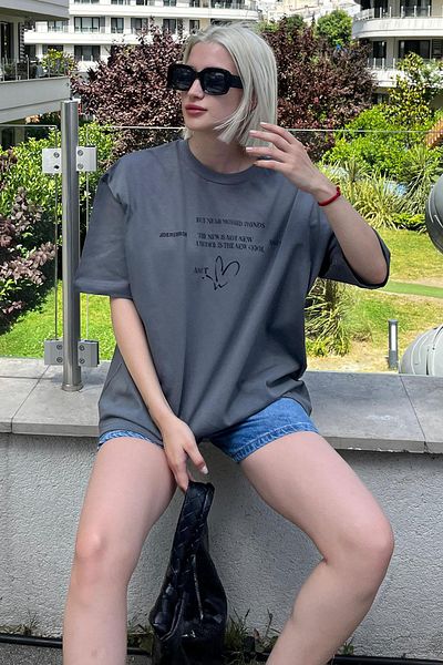 Madmext Υπερμεγέθη T-Smoked Heart Printed Crew Neck T-Shirt - MG2129