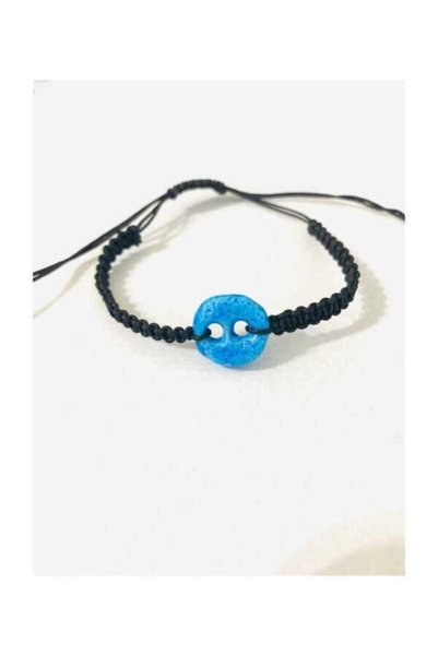 Midyat Gümüş Dünyası Syriac Evil Eye Bead Black Rope Bracelet
