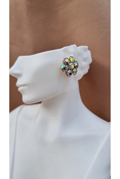 ajel RENKLİ TAŞLI ÇELİK KÜPE