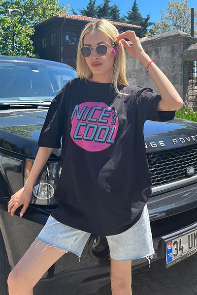 Madmext Mad Girls Black printed T-shirt Mg1149