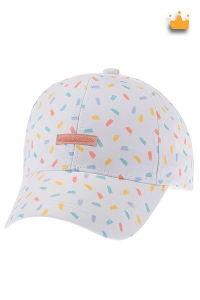 Kitti 4-8 Years Old 52cm Girl Adjustable Confetti Pattern Hat Cap Cap White