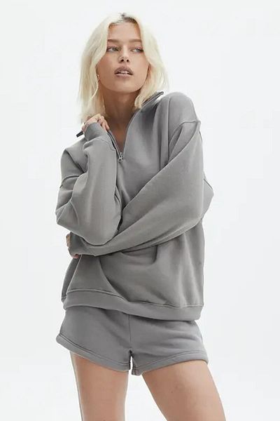 Madmext Barevná šedá mikina na zip s detailním oversize mikinou MG1933