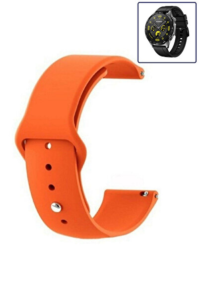 Huawei شاهد حزام Gt4 مقاس 46 مم متوافق مع حزام سيليكون برتقالي ناعم الملمس ومرن
