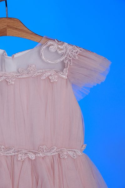 Pina Kids Girl's Evening Dress with Waist and Shoulder Embroidery Detail Aby.2287
