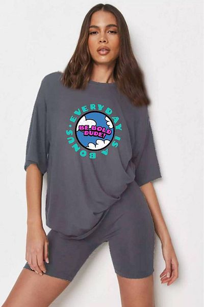 Madmext Geräuchertes bedrucktes Oversize-T-Shirt für Damen Mg948