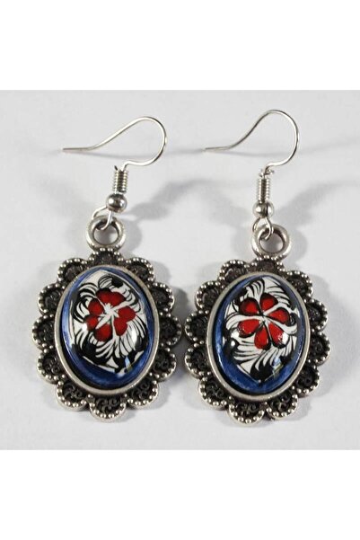 Çini Evi الأزرق خلفية البرسيم الأحمر أقراط بلاط إينيكي