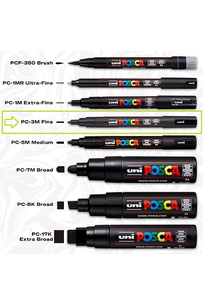 Uni Posca 8'Li Soft Color Set (8 Most Prefered Soft Colors) Pc-3M (0.9-1.3mm) Poska Pc3M Pc - 3m