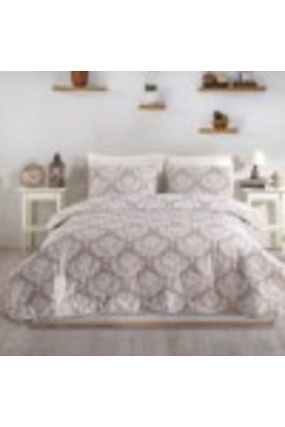 Eponj Home Quilted duvet set 200x220cm + 2 pillowcases with baroque pattern, Post Brown