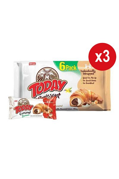 Elvan Today Croissant Chocolate Vanilla 40 Gr. 6 Pieces I (1 BOX) X 3