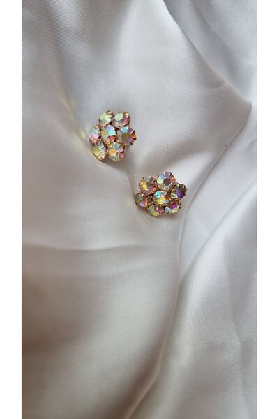 ajel RENKLİ TAŞLI ÇELİK KÜPE