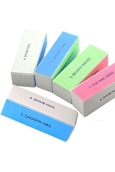 LA PERLA TECH Nail Buffer Block, 4 Way Nail Art Shiner 4 Step Buffing - File, Remove, Smooth, Shine Pack of 5pcs