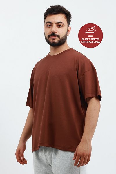 OXVİN Ανδρικό μπλουζάκι Oversize Modal Fabric Soft Loose Fit T-Shirt Basic T-Shirt