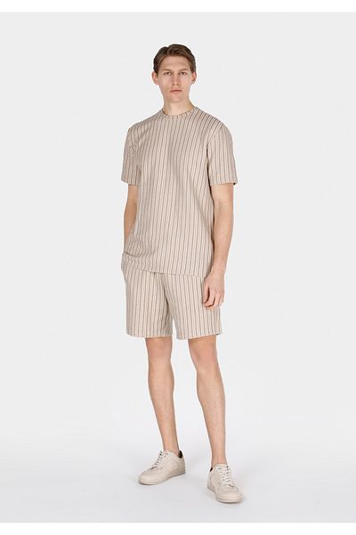 Colin's Regular Fit Mid Waist Striped Men's Beige Shorts