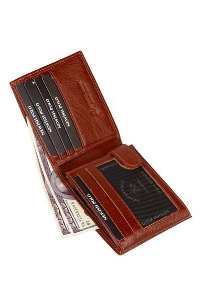 Newish Polo Men's Genuine Leather Wallet and Card Holder Tan