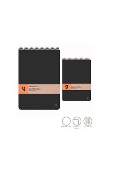Gıpta Black Block 17X24 Pp Cover Spiral Memo Pad Checkered 80 Yp 6965