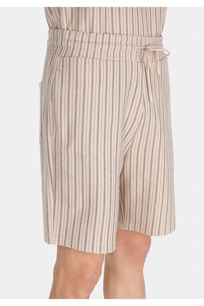 Colin's Regular Fit Orta Bel Çizgili Erkek Bej Şort