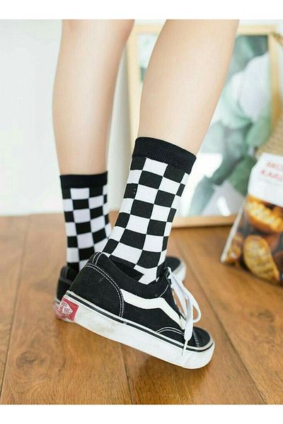 ENFAEL 1 Pair of Unisex Checkered Cotton Socks