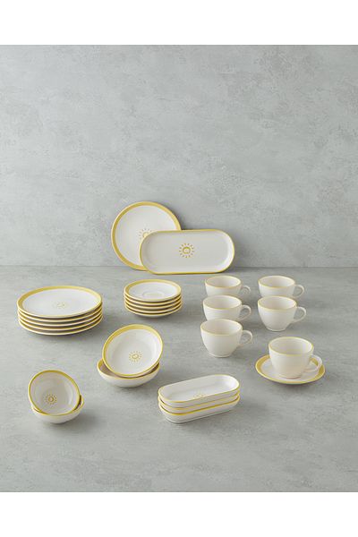 English Home Sunny Ceramic Breakfast Set 26 Pieces Yellow for 6 People