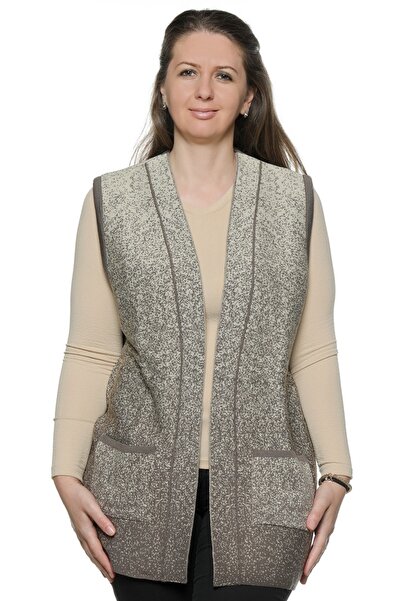 GLCN by Gülcan Snow Fell Patterned Steel Knitted Size Buttonless Knitwear Vest-Mother Vest