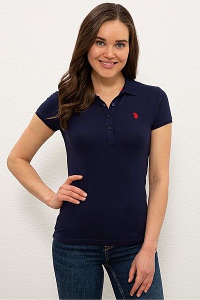 U.S. Polo Assn. Women's Navy Blue Basic Polo Collar T-Shirt