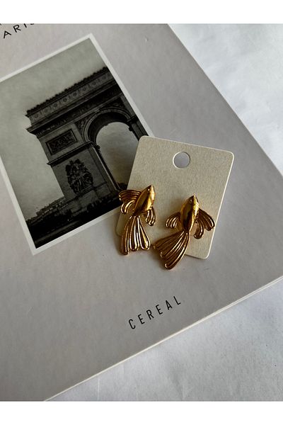 shop Brand Koi Fish Gold Earrings (4 cm)