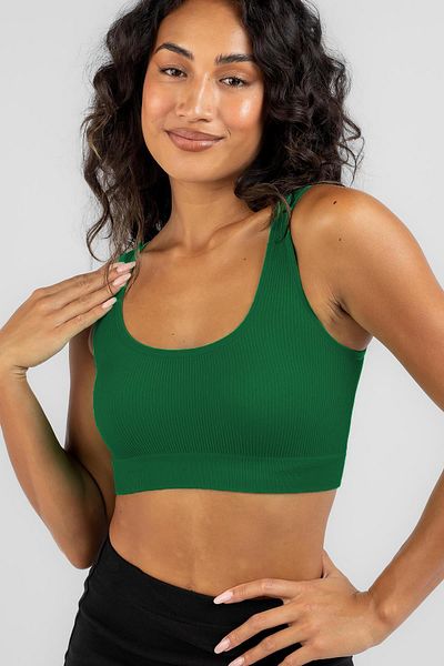 Madmext Bluză verde cu bretele de bază crop top Mg1757
