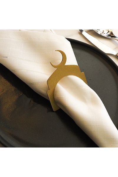 Wall Art İstanbul Crescent Motif Metal Napkin Ring (Set of 12) - Wamh204