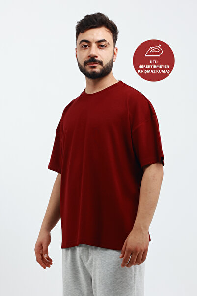 OXVİN Men's Oversize Modal Fabric Soft Non-Fading T-Shirt Basic Wide T-Shirt