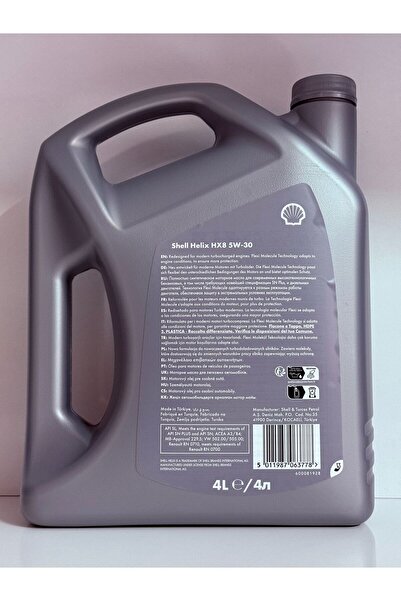 SHELL Helix Hx8 5w-30 4 Litre Tam Sentetik Motor Yağı