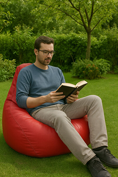 Pufumo Deri Armut Koltuk Kırmızı