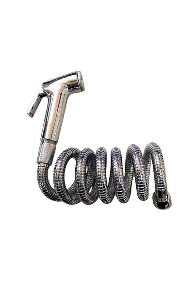 Karaaliler Pistol Bite Spiral Stainless Double Clamped Steel Hose with Extension Hose 120 cm 1/2 Outlet