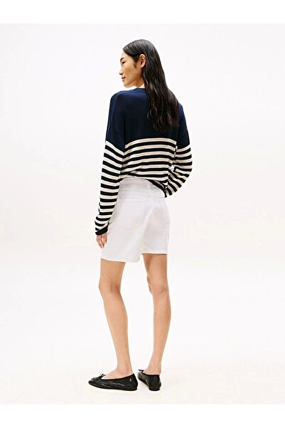 Tommy Hilfiger DNM STRAIGHT SHORT RW WHITE Kadın Şort WW0WW45924YCF