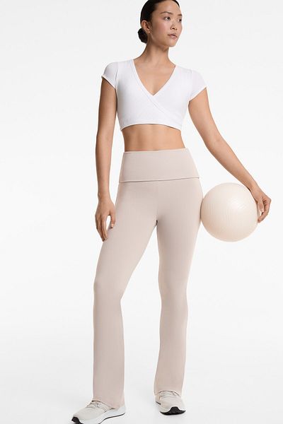 Oysho Foldover waist Comfortlux flare trousers