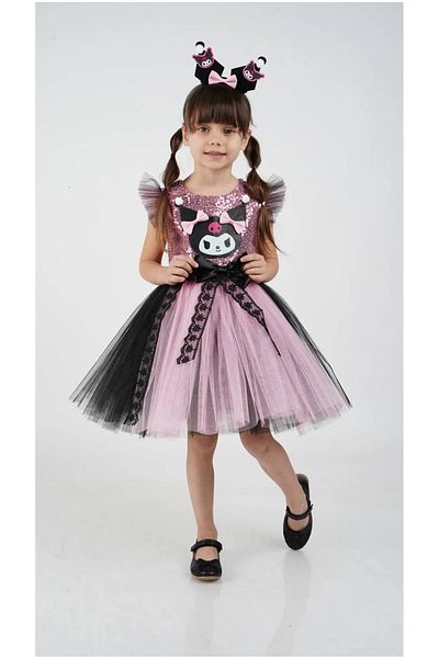 diamondstar Accesoriu Coroana Kuromi Rochie pentru fetita de aniversare imprimata cu paiete 3/10 ani