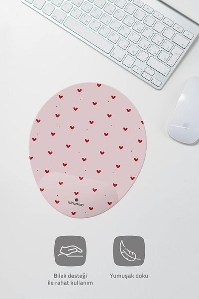 Mincanas Heart Colorful Patterned Oval Mouse Pad with Wrist Support Mouse Pad