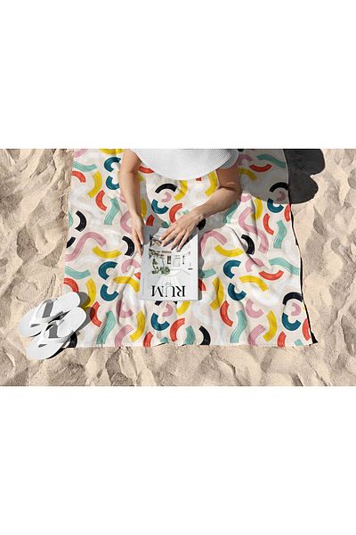 ASDİVA Colorful Geometric Pattern Digital Printing Beach Towel 75X150
