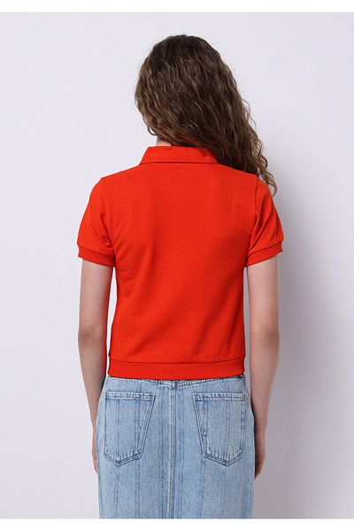 Colin's Tricou roșu cu mânecă scurtă pentru femei, cu gât polo slim fit