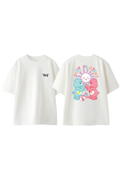THEWERT Μπλουζάκι Just Playin Design Back Printed Βαμβακερό λευκό oversize μπλουζάκι