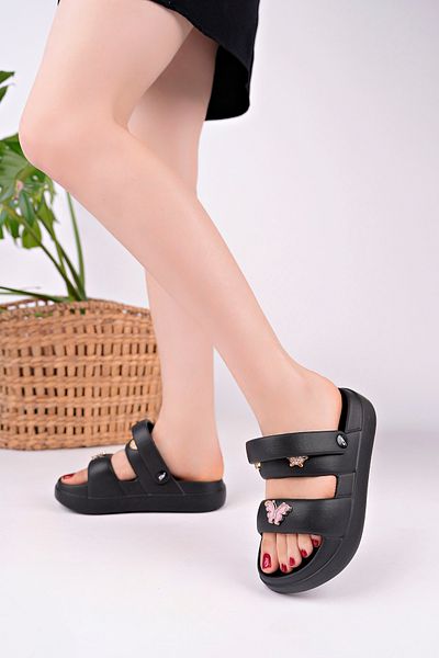 McDark Women's Black Eva Stone Water Resistant Slippers Sandals