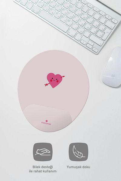 Mincanas Heart Colorful Patterned Oval Mouse Pad with Wrist Support Mouse Pad